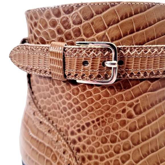 The Office Of Angela Scott Moc Croc Alligator Leather Ankle Boots 40 WIDE - Picture 3 of 16